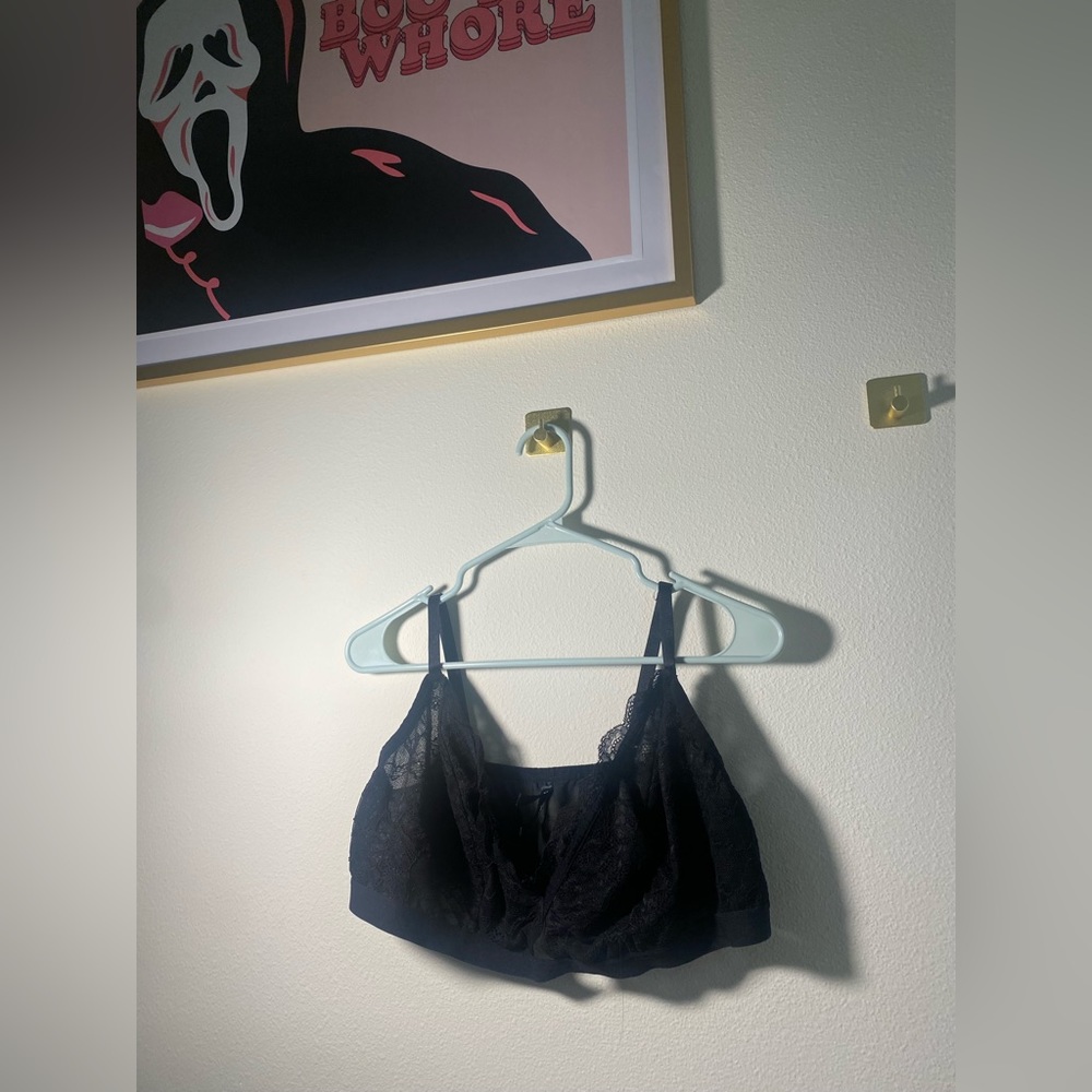 Used lace black bralette, size 2.